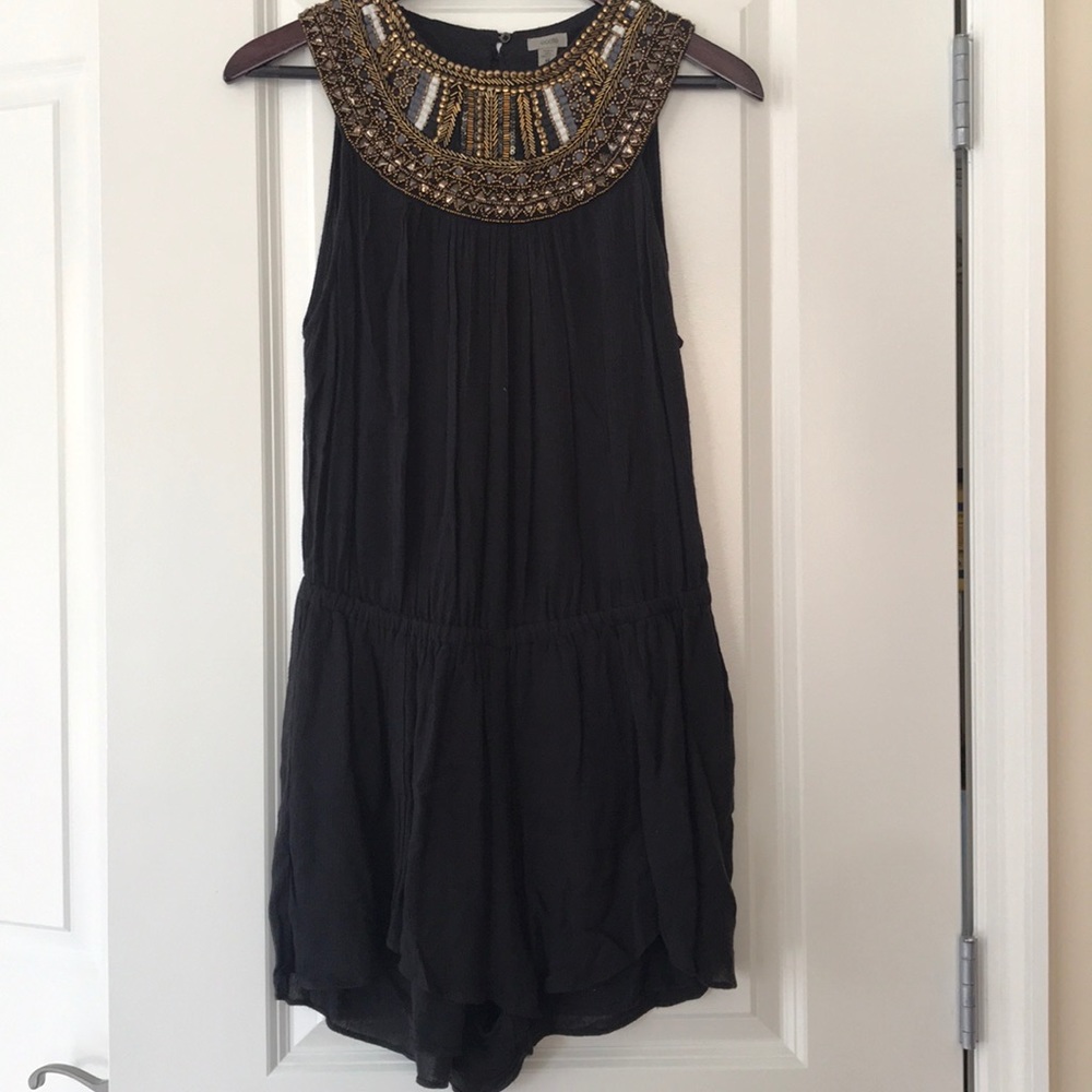Boho Decorated neckline color romper- Size M